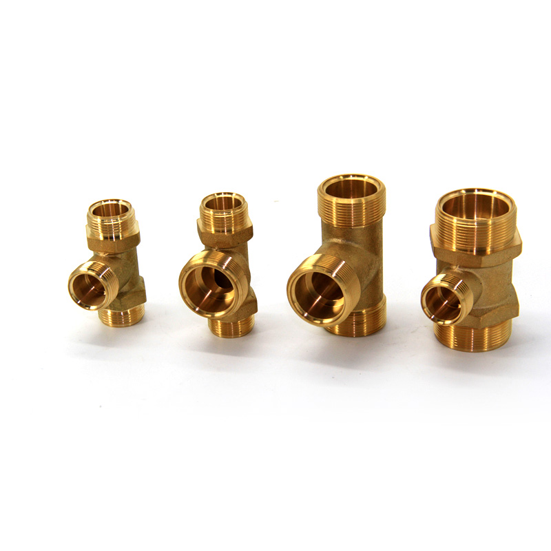 Brass tee joint for gas pipe
